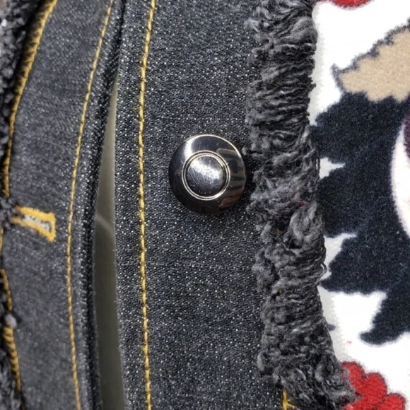 Etcetera Floral Velvet jacket Fringe Denim Size 4 tapestry boho FP - Picture 9 of 16